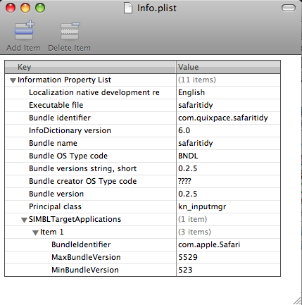 Safari Tidy Property List