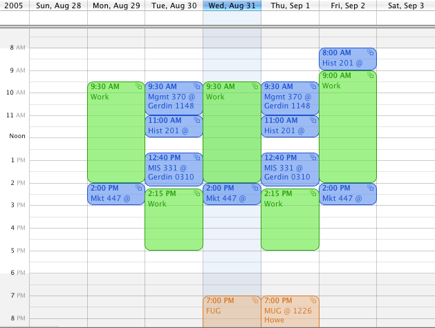 Fall 2005 Schedule