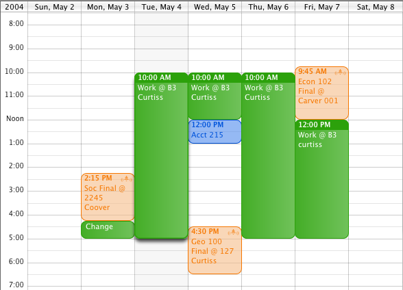 Finals Schedule